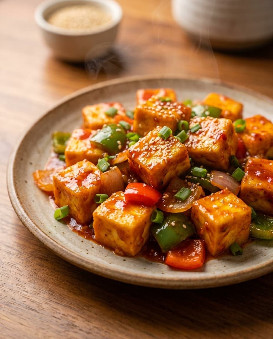 Glossy wok-tossed Hakka noodles and chilli paneer, vibrant and saucy